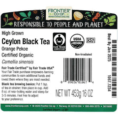 Organic High Grown Ceylon Black Tea Orange Pekoe - Fair Trade