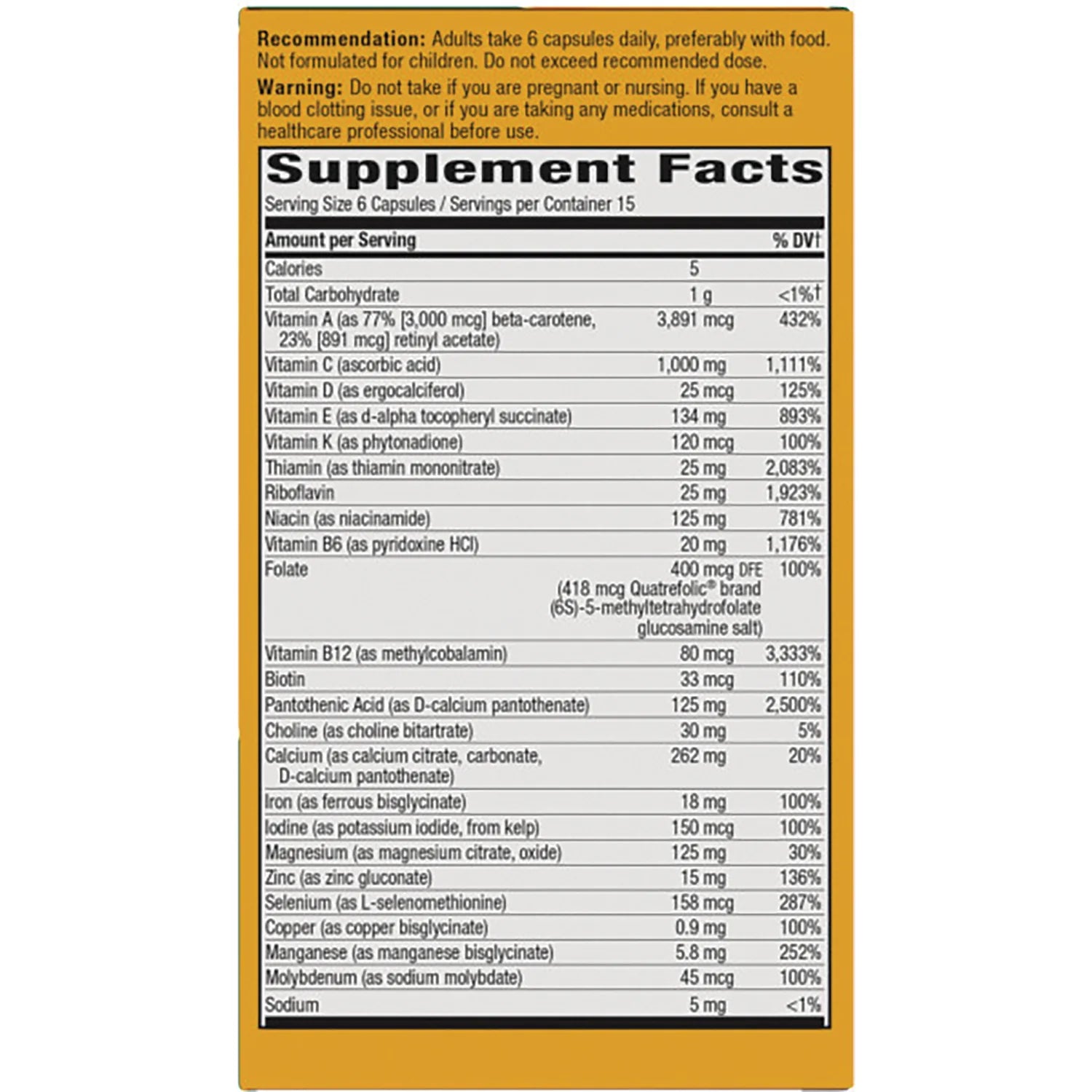 Alive! Max 6 Potency Adult Complete Multivitamin