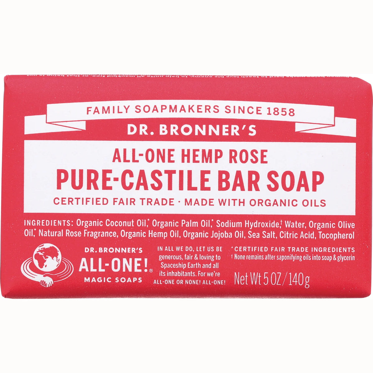 All-One Hemp Rose Pure-Castile Bar Soap
