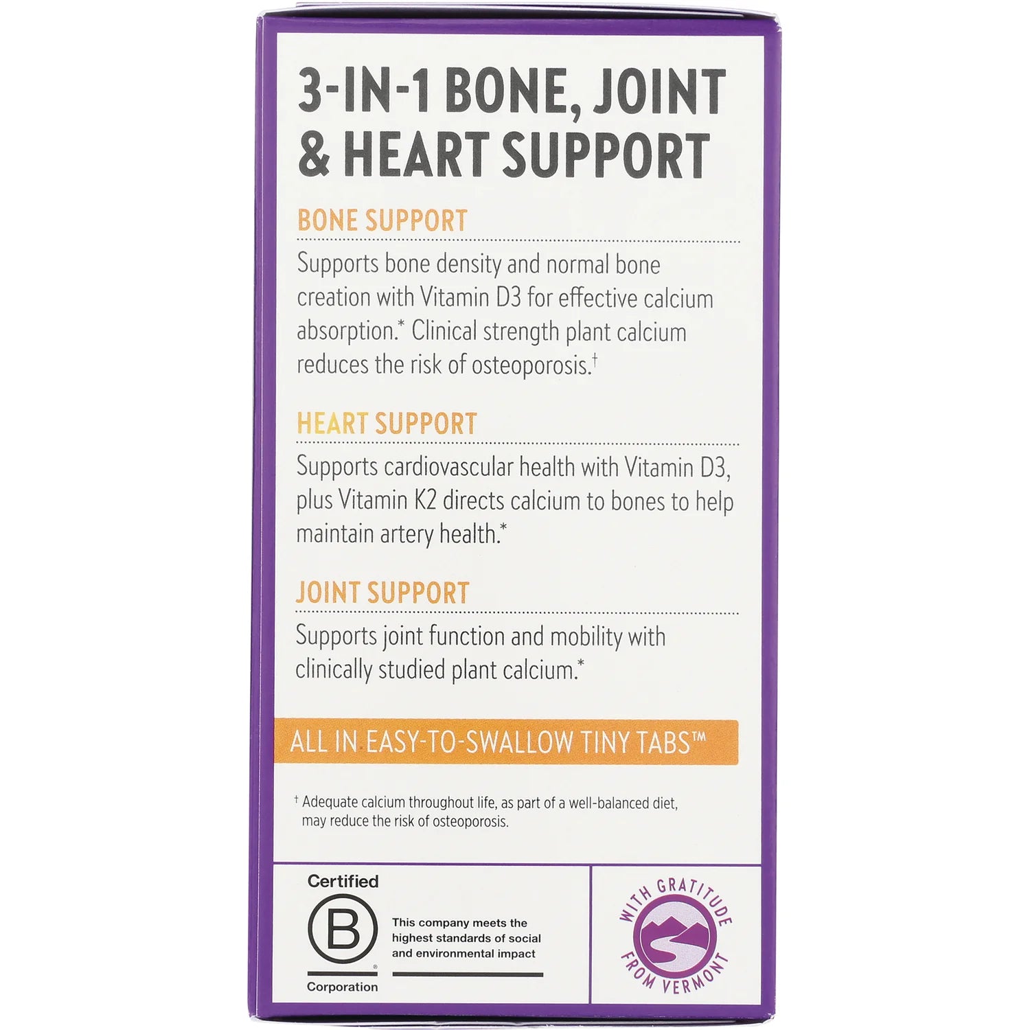 Plant Calcium Bone Strength Take Care - Tiny Tabs