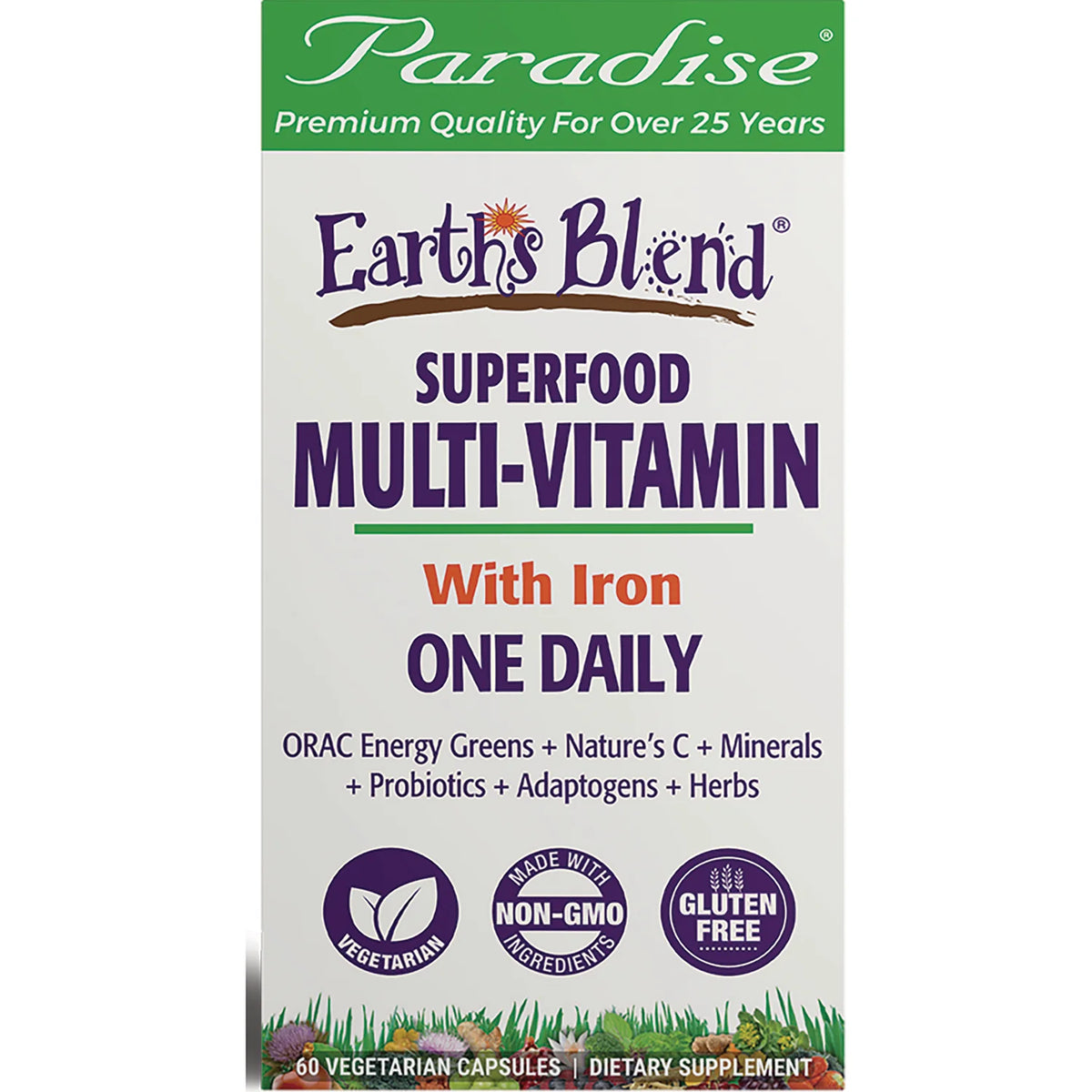 Earths Blend One Daily Superfood Multivitamin with Iron