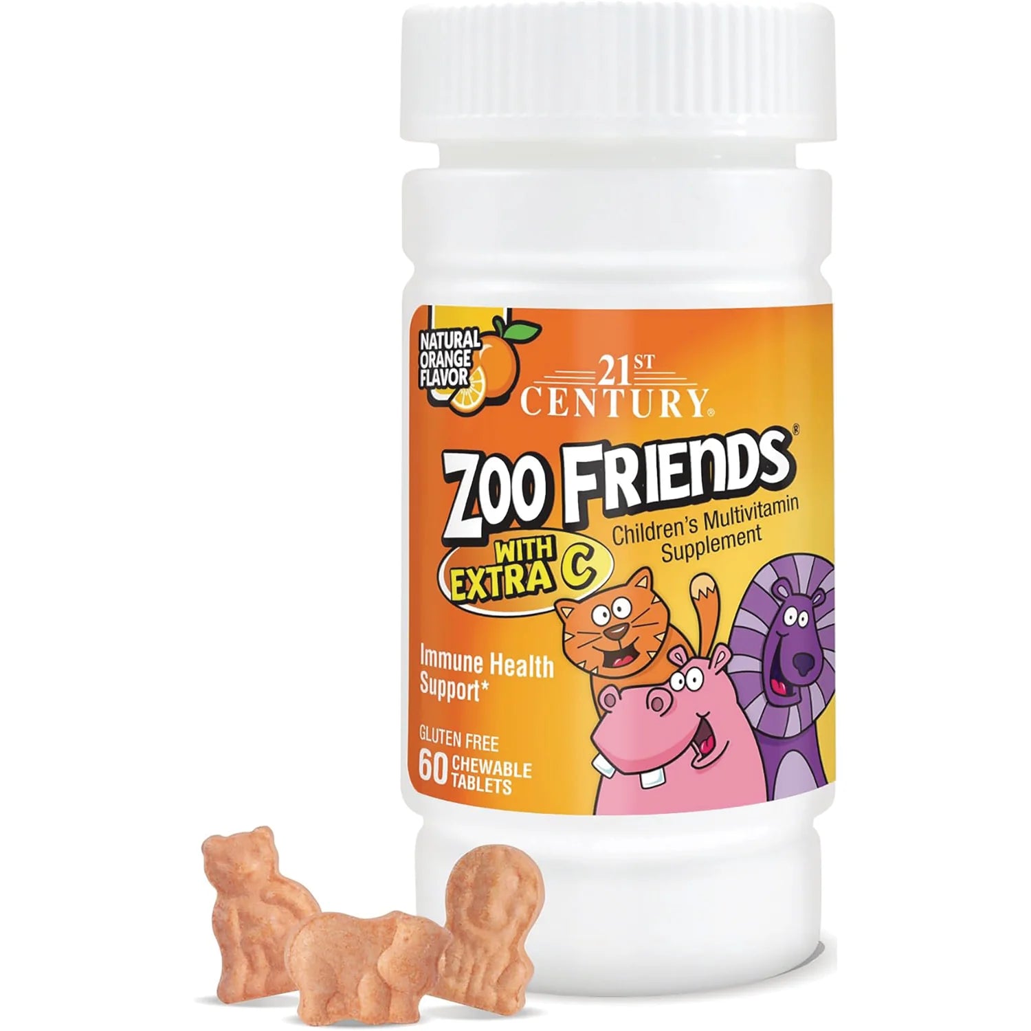Zoo Friends with Extra C Childrens Multivitamin - Orange