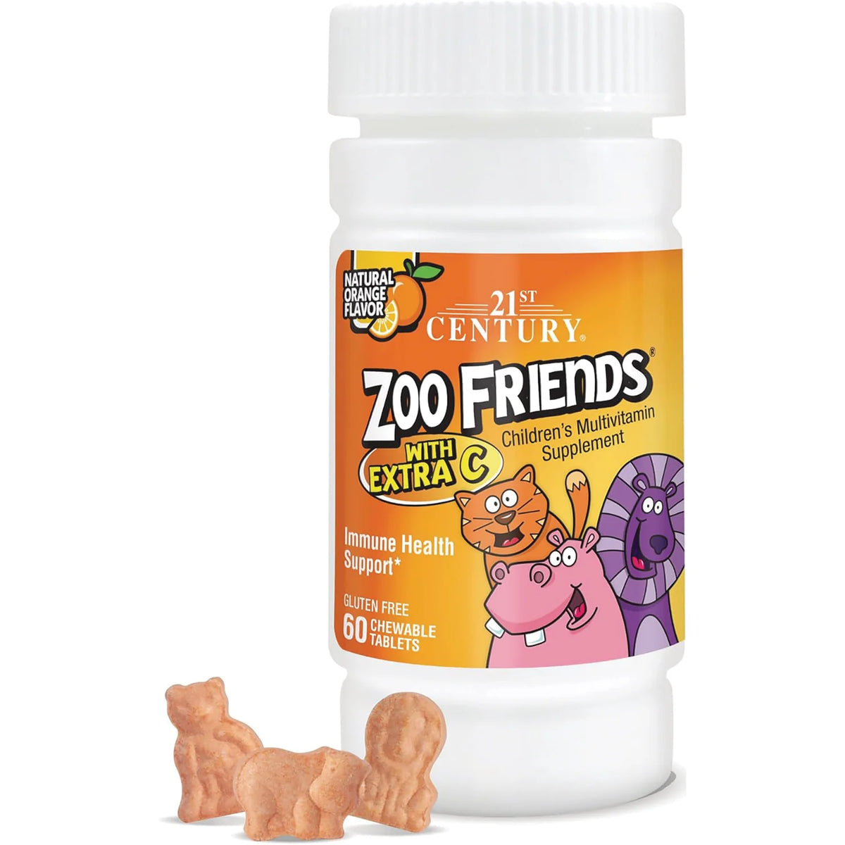 Zoo Friends with Extra C Childrens Multivitamin - Orange