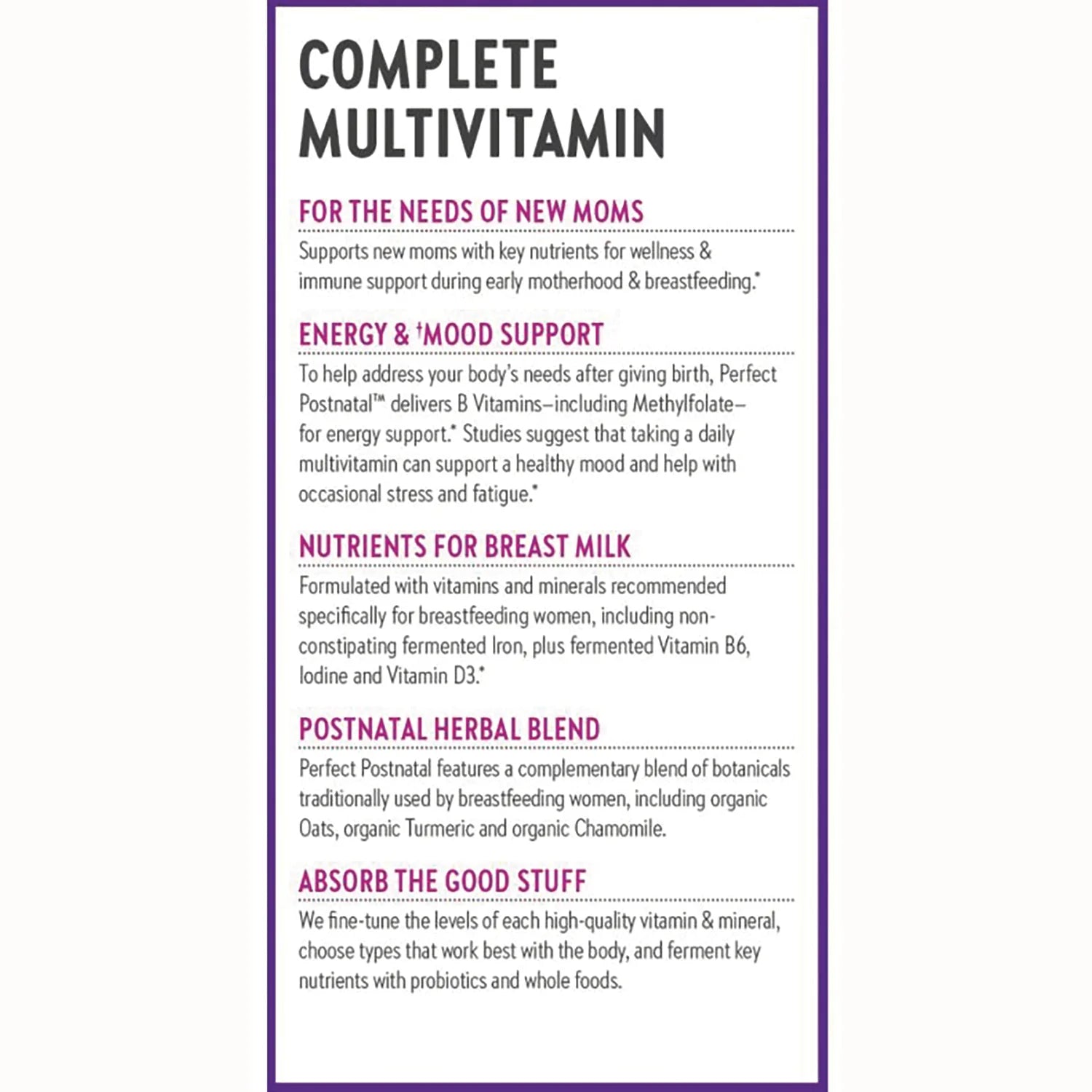 Perfect Postnatal Multivitamin