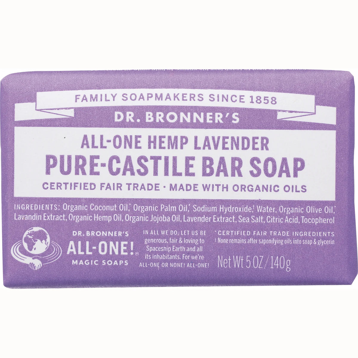All-One Hemp Lavender Pure-Castile Bar Soap