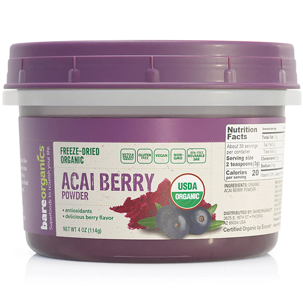Freeze-Dried Organic Acai Berry Powder